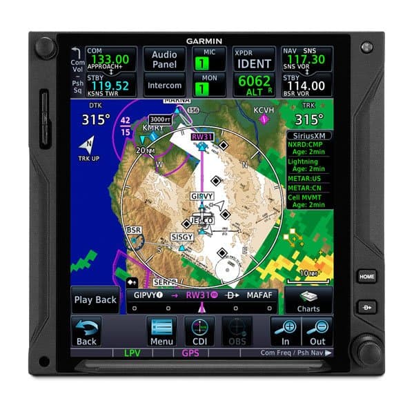 Garmin GTN-class touchscreen navigator in panel